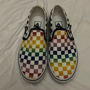 Rainbow Checkered Vans Size 7.5 WOMENS NEVER WORN !!
